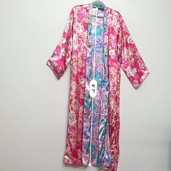 NASTYGAL Satin Floral Reversible Maxi Robe Size 4 - Picture 5 of 10